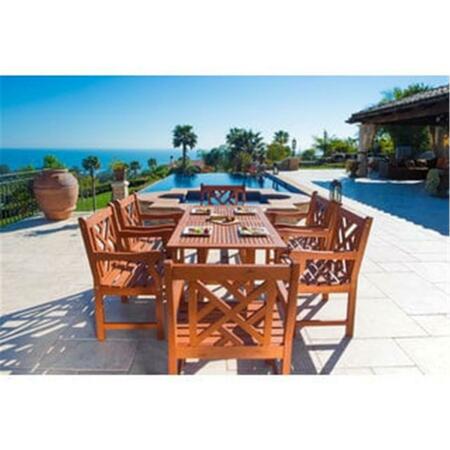 VIFAH Malibu Outdoor 7-piece Wood Patio Dining Set with Curvy Leg Table V189SET9